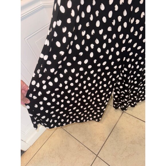 Masai Nabala Jumpsuit Black White Polka Dot Midi L Wide Leg Stretch Pant Modest - Picture 5 of 9